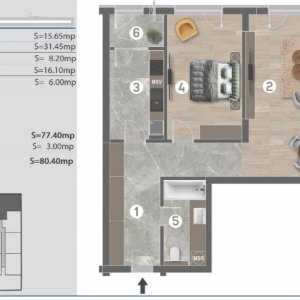 Cavar Residence-Dealul Babii | 2 camere | decomandat | Comision 0% |